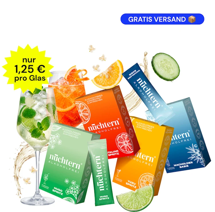 nüchtern Signature Paket Alkoholfrei – 40 Drinks (Wacholder Basis, Italian, Hugo, und Yuzu Spritz)