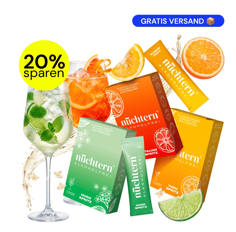 nüchtern Spritz Aperitivo Set Alkoholfrei – 30 Drinks (Hugo + Italian + Yuzu Spritz)