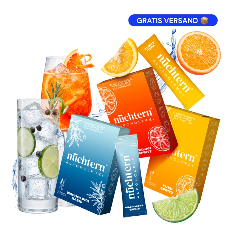 nüchtern Einsteiger Paket Alkoholfrei - 30 Drinks (Wacholder Basis, Italian und Yuzu Spritz)