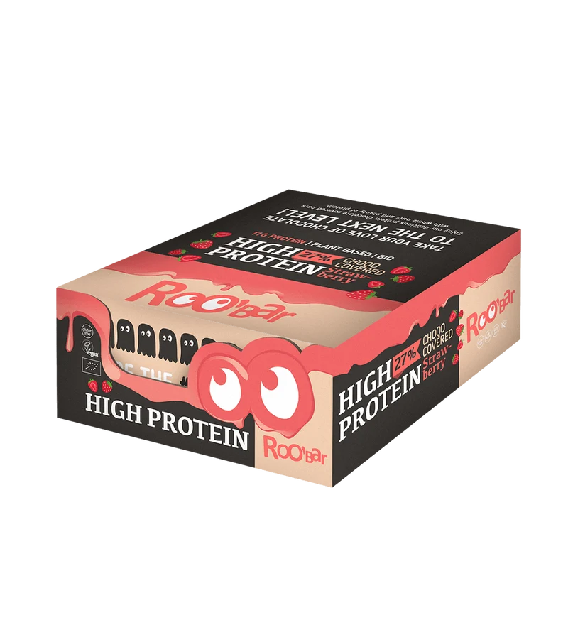 BIO High Protein Pink Chocolate Covered Bar with Strawberries
