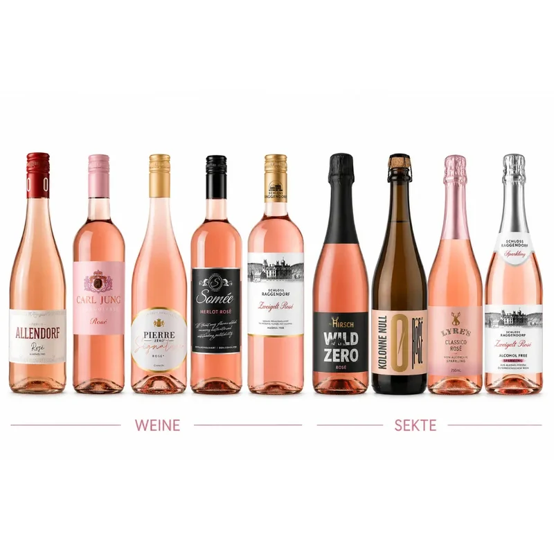 Alkoholfreies Rosé Bundle - 9er Mischpaket "Rosémomente" - alkoholfreie Weine und Sekte
