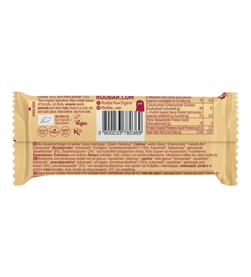 BIO White Chocolate Covered Sour Cherry Bar