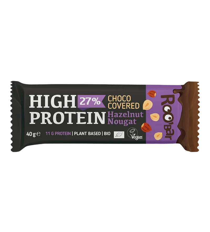 BIO High Protein Chocolate Covered Bar with Hazelnut Nougat