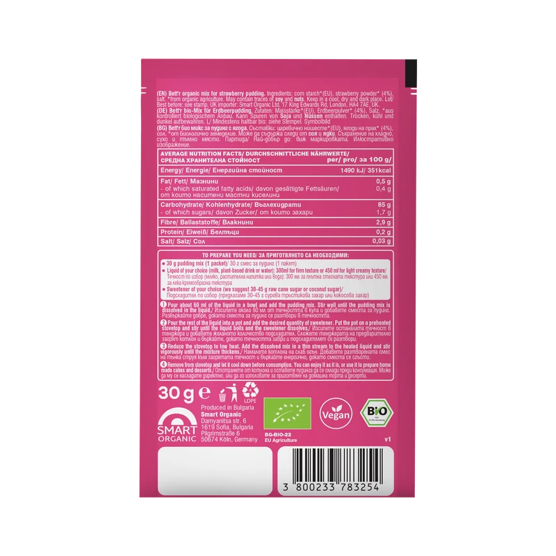 Bio Mix for Strawberry Pudding Sachet
