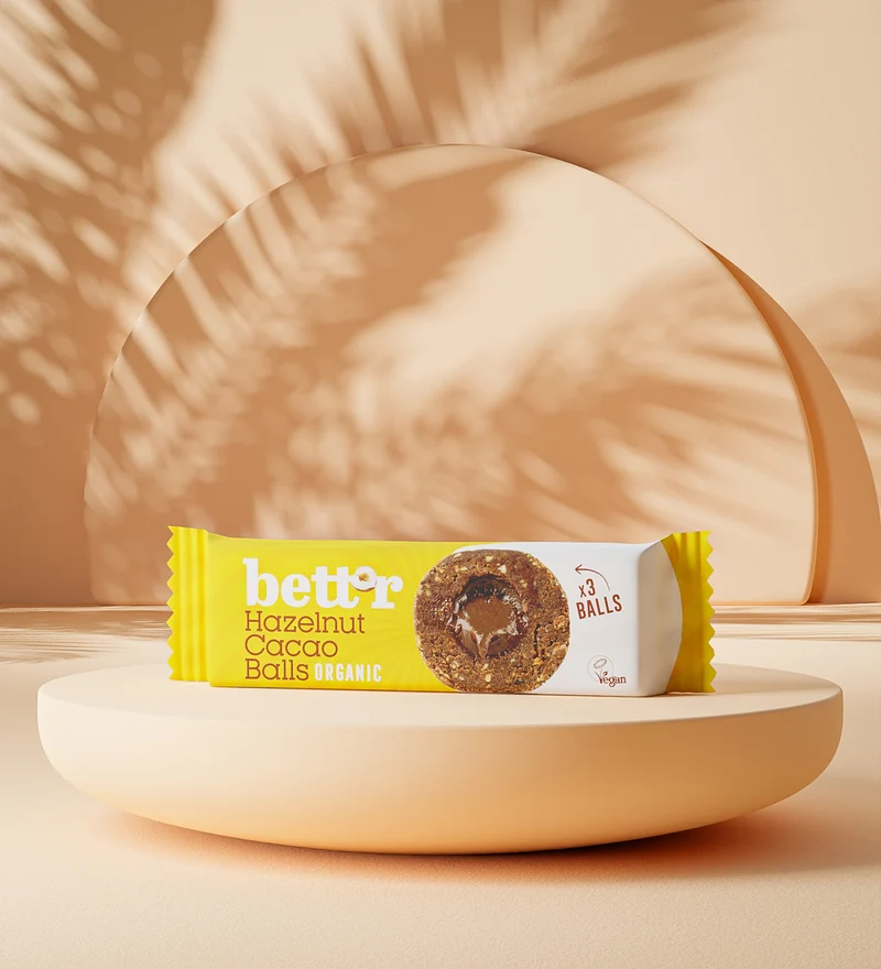Bio Fruit balls with Hazelnut and Cacao filling, Bett'r