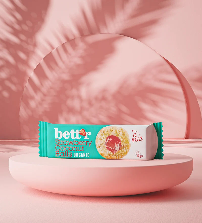 Bio Fruit balls with Coconut and Strawberry filling