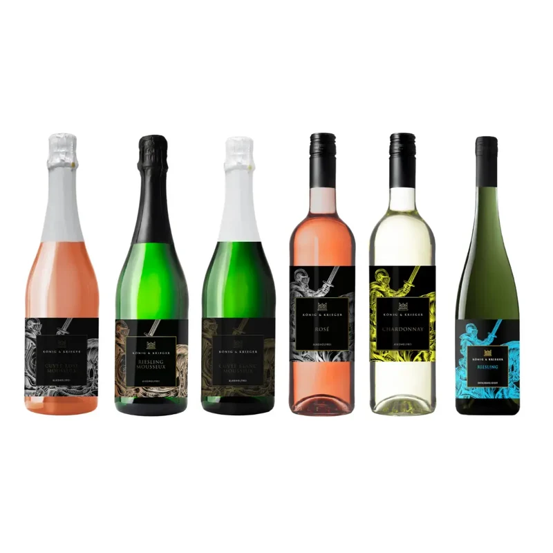 König & Krieger - 6er Mischpaket "Königlich alkoholfrei" - Sekte und Weine alkoholfrei