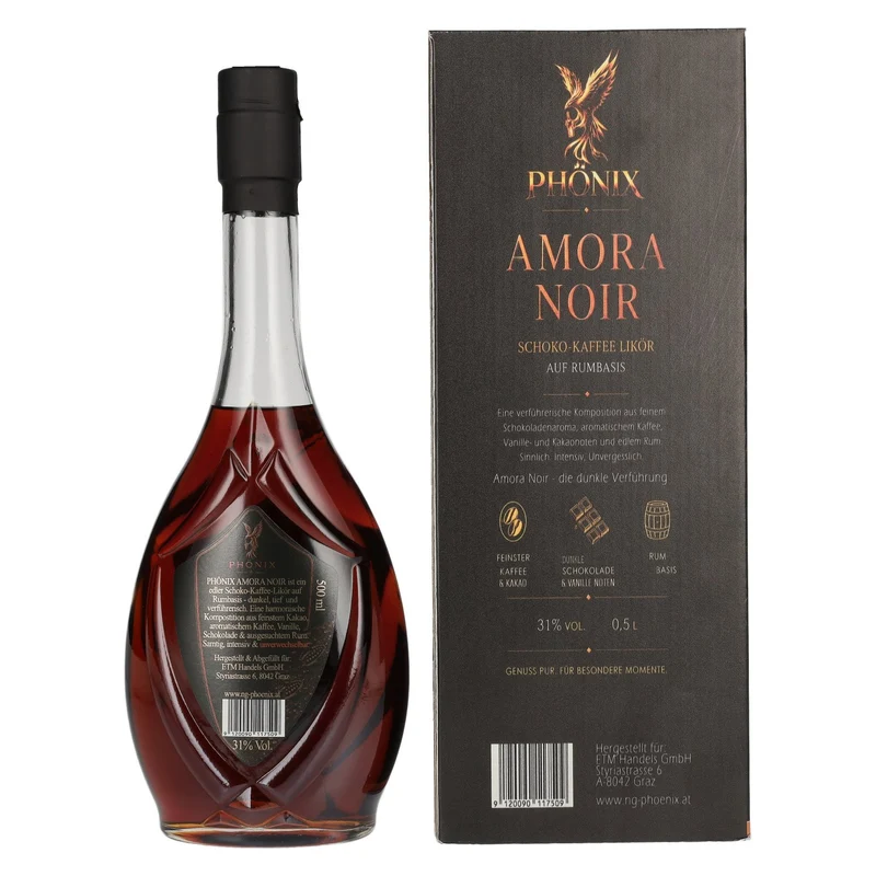 Phönix Amora Noir Schoko-Kaffee Likör auf Rumbasis 31% Vol. 0,5l