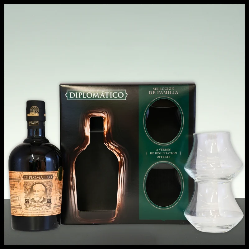 Diplomatico Seleccion de Familia Rum Box mit 2 Gläsern 0,7L - 43% Vol.