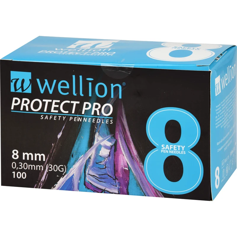 Wellion PROTECT Pro Safety pen needles 8 mm, 100 St KAN