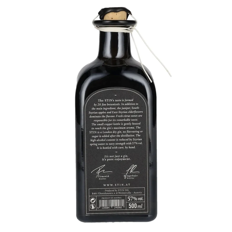 The STIN Styrian Dry Gin OVERPROOF 57% Vol. 0,5l