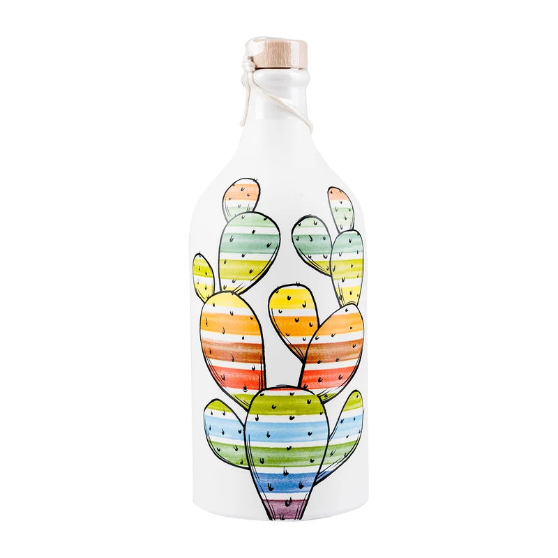 Olivenöl Keramikflasche bunter Kaktus