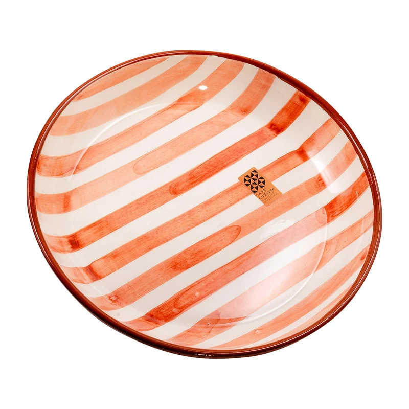 Keramikschale groß – bold stripes terracotta