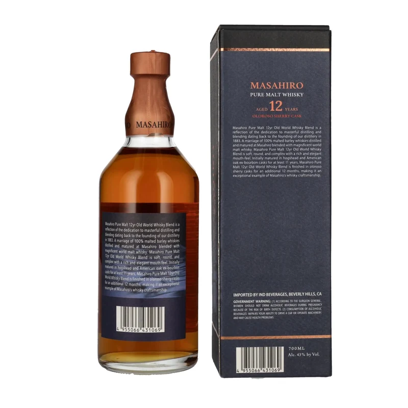 Masahiro 12 Years Old Pure Malt Whisky Oloroso Sherry Cask 43% Vol. 0,7l in Geschenkbox