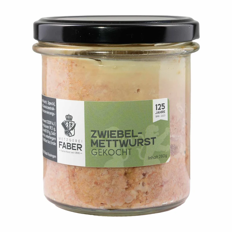 Kochmettwurst mit Zwiebeln