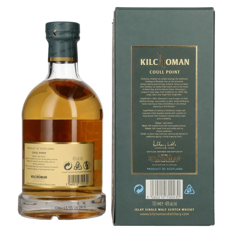 Kilchoman COULL POINT Islay Single Malt Scotch Whisky 46% Vol. 0,7l in Geschenkbox
