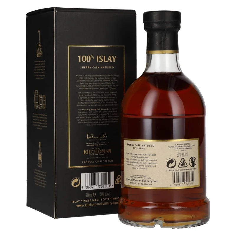 Kilchoman 100% Islay 11 Years Old Sherry Cask Islay Single Malt Scotch Whisky 50% Vol. 0,7l in Geschenkbox