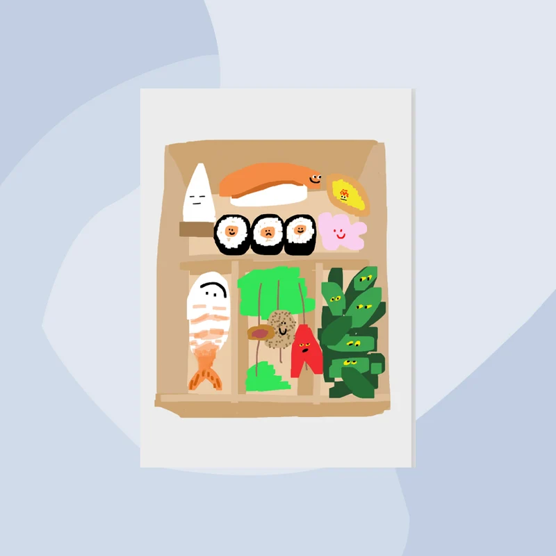 Postkarte: Sushi Box