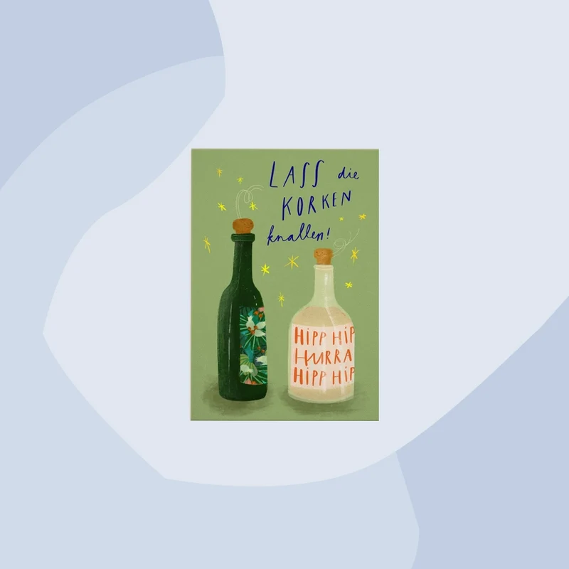 Postkarte: Lass die Korken knallen