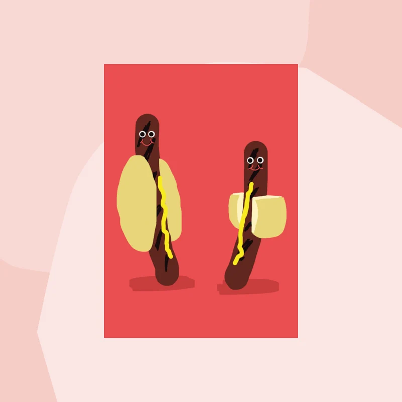 Postkarte: Bratwurst-Würstchen-Duo
