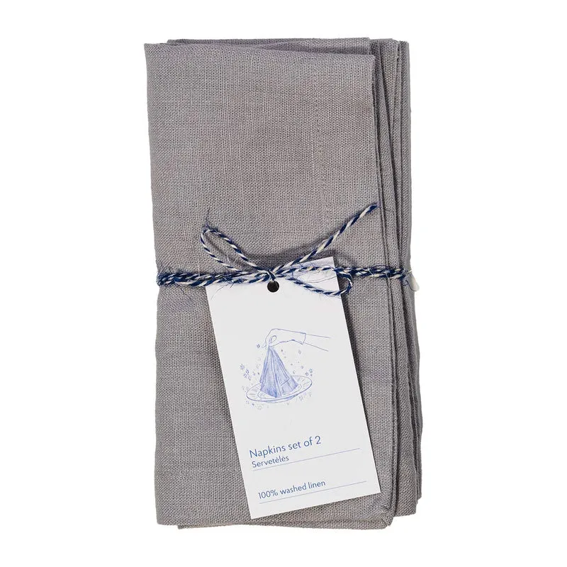 Leinen Servietten – Light Grey – 2er Set
