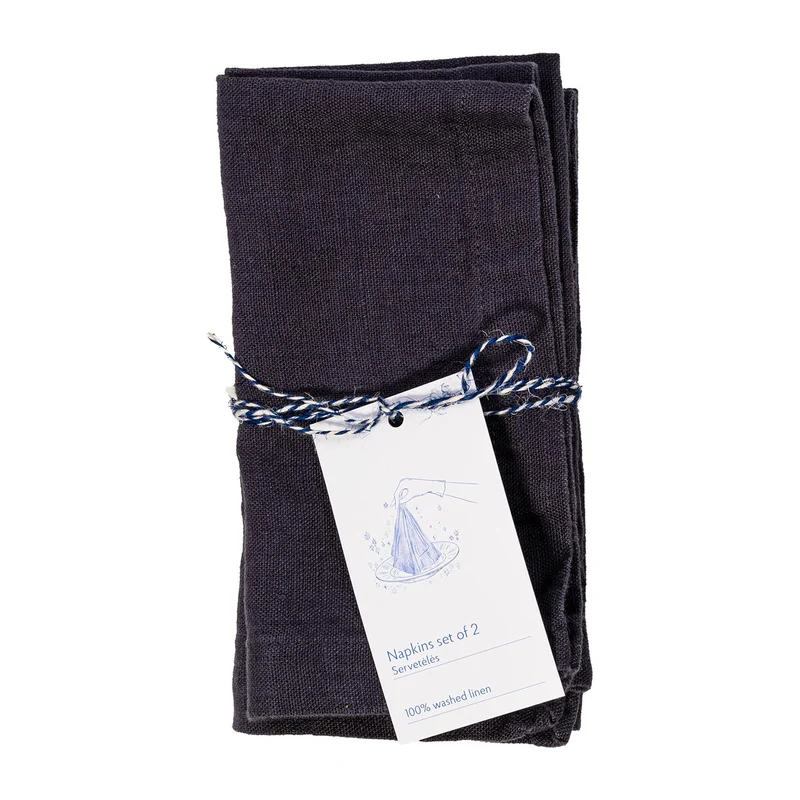 Leinen Servietten – Dark Grey – 2er Set