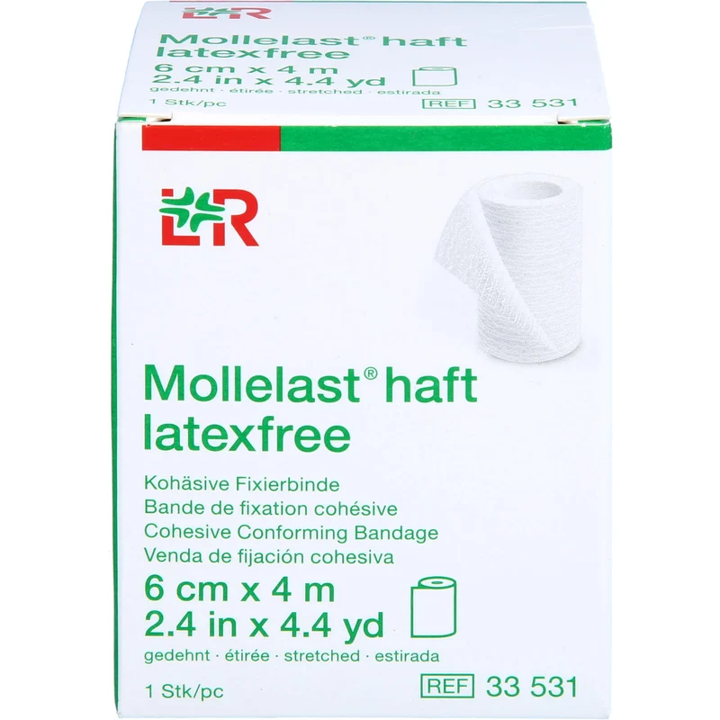 Mollelast haft latexfrei weiß 6cm x 4m gedehnt, 1 St BIN