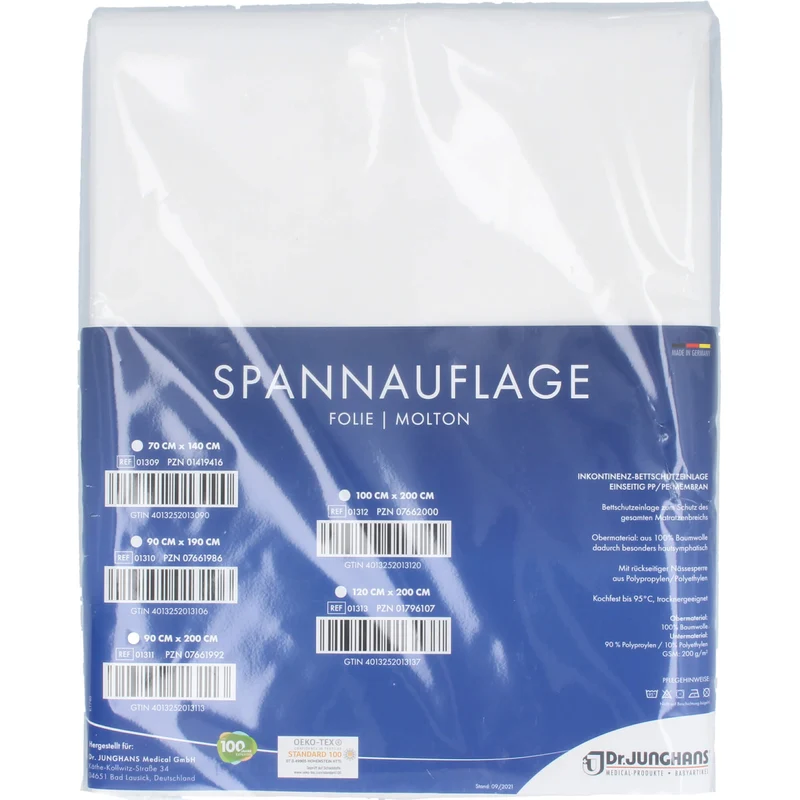 Molton Spannauflage 90x200cm Fol.eins.Molton besch, 1 St