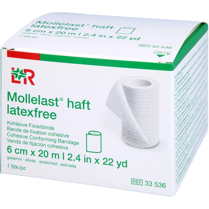 Mollelast haft latexfrei weiß 6cm x 20m gedehnt, 1 St BIN