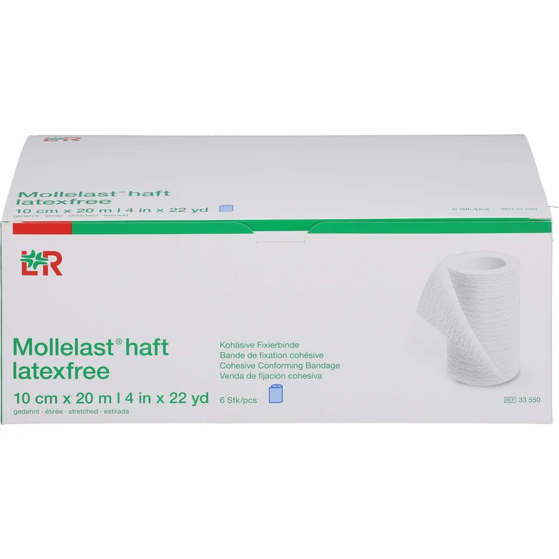 Mollelast haft latexfrei blau 10cm x 20m gedehnt, 6 St BIN