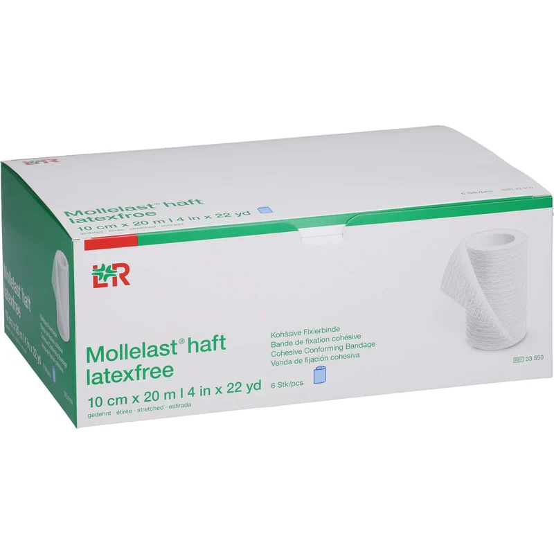 Mollelast haft latexfrei blau 10cm x 20m gedehnt, 6 St BIN