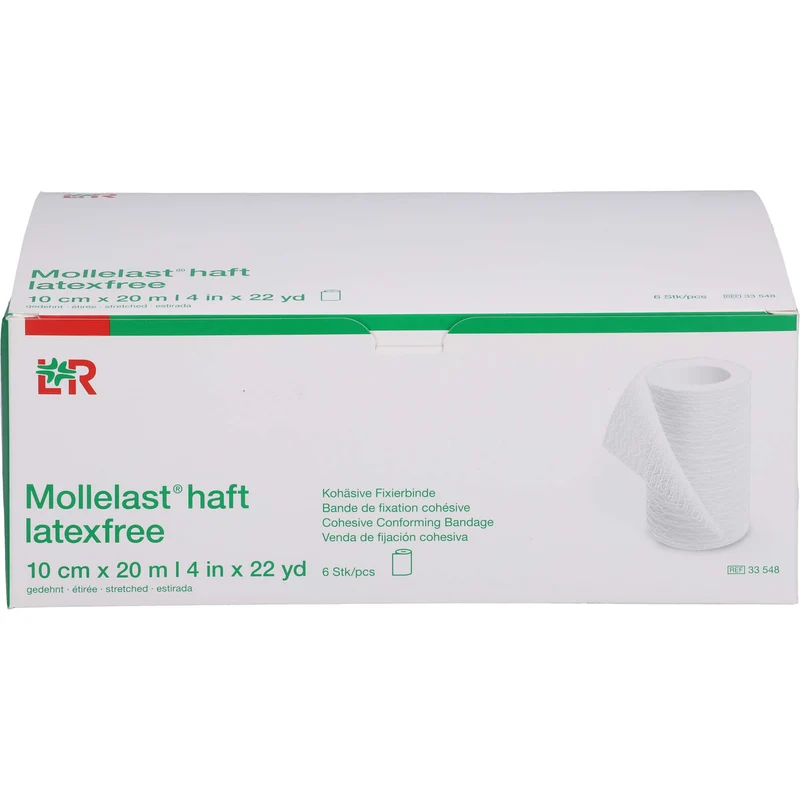 Mollelast haft latexfrei weiß 10cm x 20m gedehnt, 6 St BIN