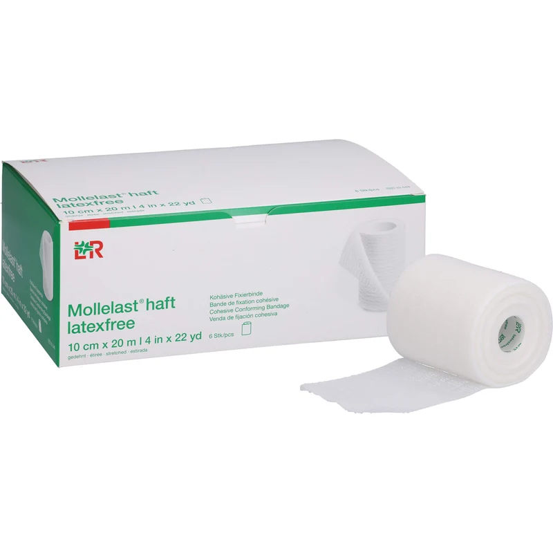 Mollelast haft latexfrei weiß 10cm x 20m gedehnt, 6 St BIN