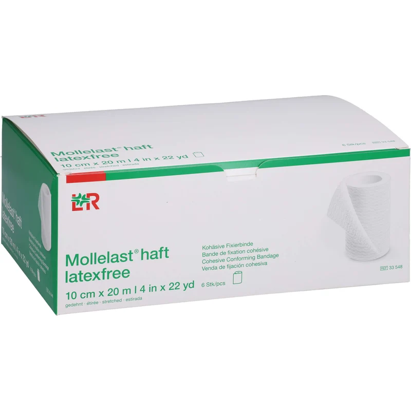 Mollelast haft latexfrei weiß 10cm x 20m gedehnt, 6 St BIN