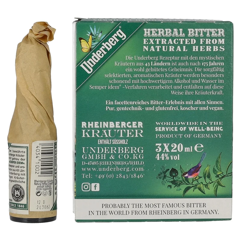 Underberg Natural Herbal Digestif 44% Vol. 3x0,02l