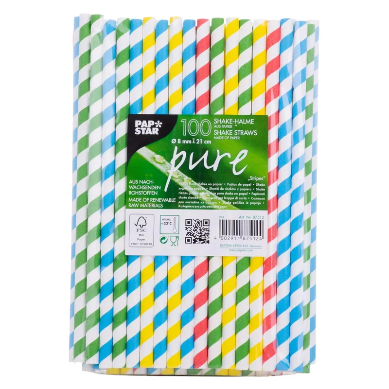 Trinkhalme Papier farbig sort. 21 cm 100 Stück