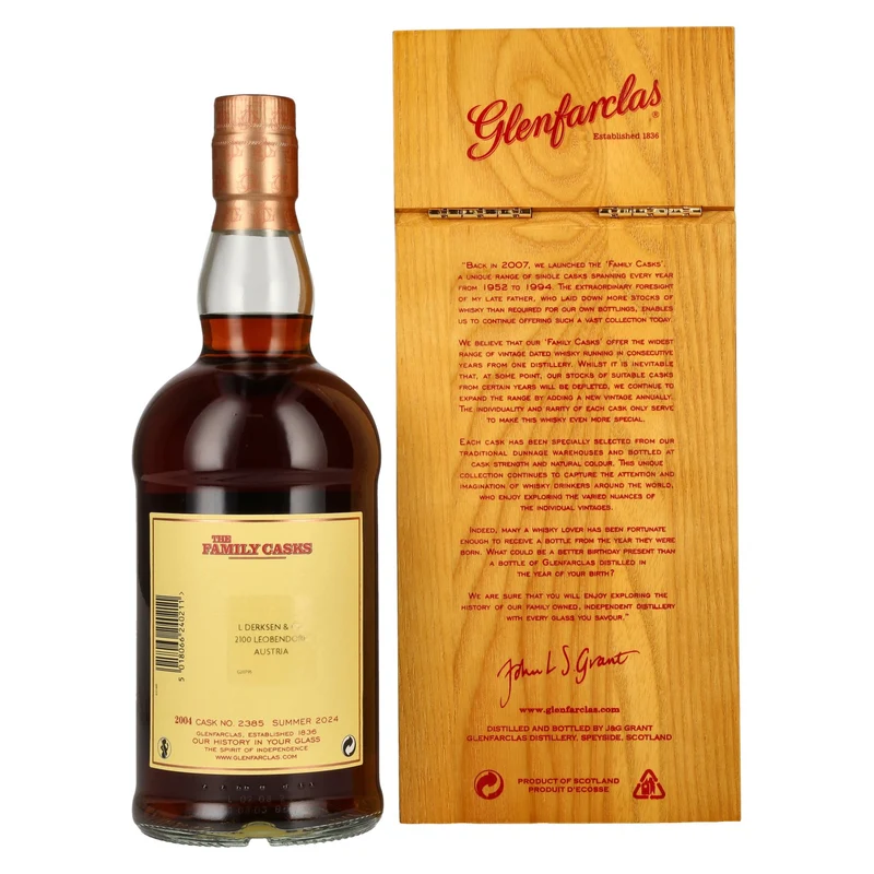 Glenfarclas THE FAMILY CASKS Single Cask SUMMER 2024 Sherry Butt #2385 2004 58,8% Vol. 0,7l in Holzkiste
