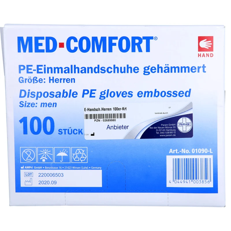 HANDSCHUHE PLASTIK HERREN, 100 St HAS