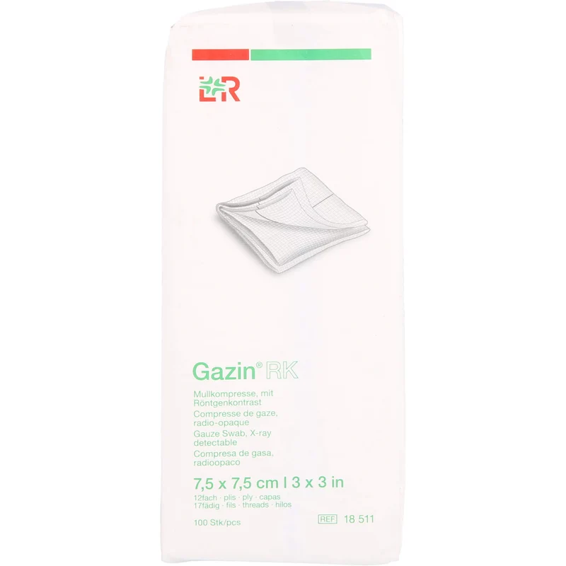 Gazin Kompressen unsteril mit RK 7,5x7,5cm, 100 St KOM
