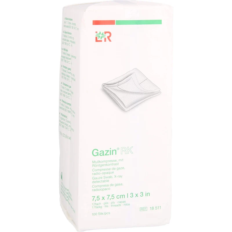 Gazin Kompressen unsteril mit RK 7,5x7,5cm, 100 St KOM