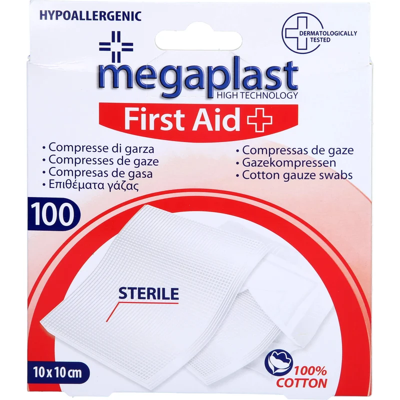 Gazekompressen 10x10 cm steril, 100 St KOM