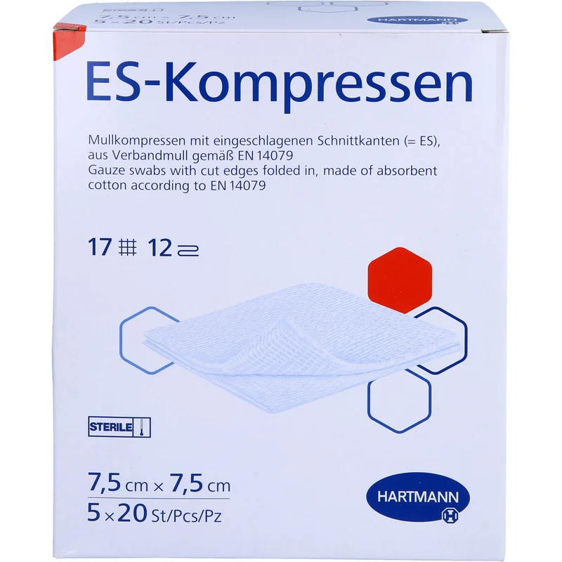 ES-Kompressen steril 7,5x7,5cm Großpackung 12fach, 5X20 St KOM