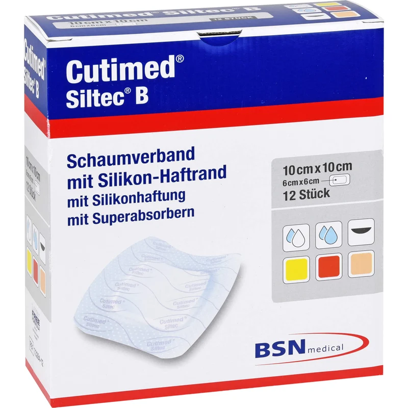 Cutimed Siltec B 10x10 cm, 12 St KOM