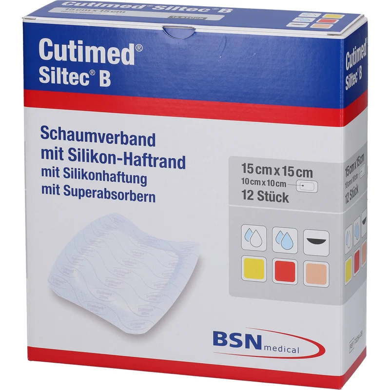 Cutimed Siltec B 15x15cm, 12 St KOM