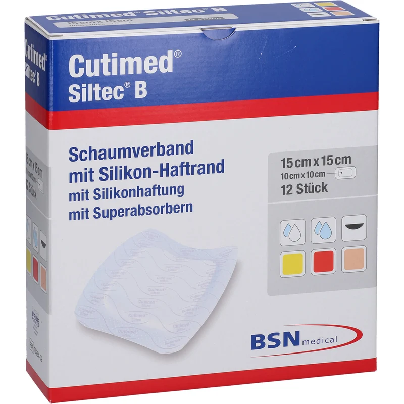 Cutimed Siltec B 15x15cm, 12 St KOM