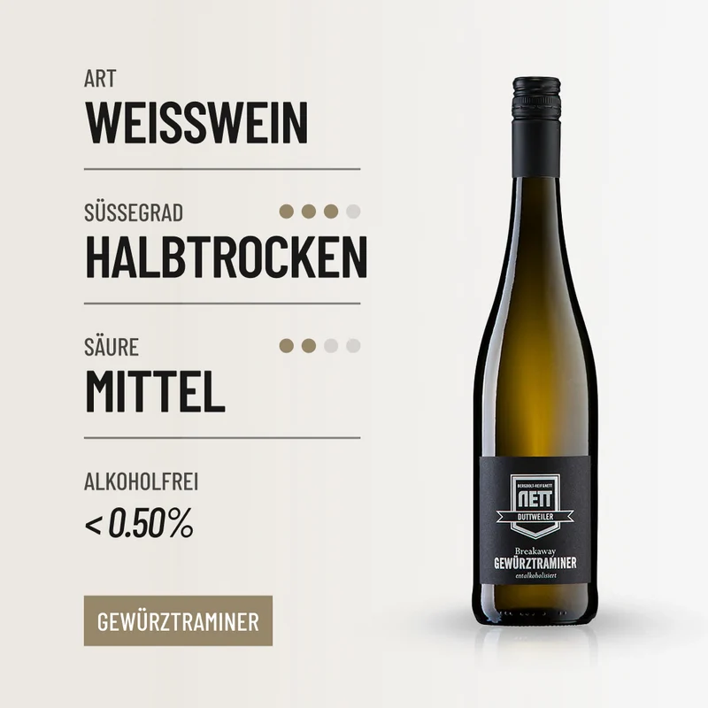 BREAKAWAY GEWÜRZTRAMINER: Voller Aroma und mit leichter Süße ohne Alkohol von Christian Nett