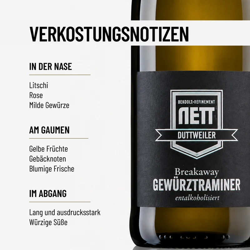 BREAKAWAY GEWÜRZTRAMINER: Voller Aroma und mit leichter Süße ohne Alkohol von Christian Nett