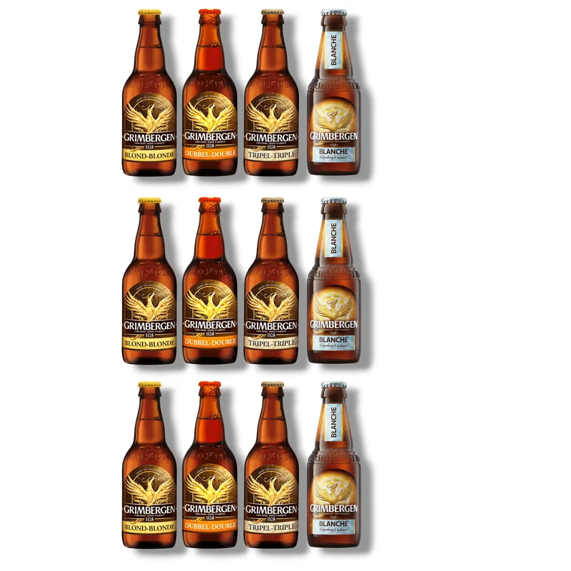Grimbergen Bier Mixpaket – Belgische Braukunst im 4er-Set (Blanche, Blonde, Tripel, Dubbel)