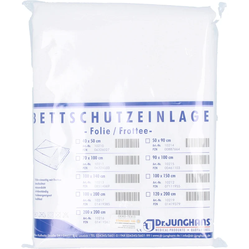 Bettschutzeinl.Folie eins.m.Frottee 100x150 10212, 1 St