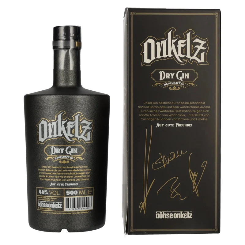 BÖHSE ONKELZ Handcrafted Dry Gin 46% Vol. 0,5l in Geschenkbox